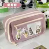 Estuche para Lápices Bolsa de Dolor Jiyikawa Ins Nuevo Estilo Caja de Papelería para Chicas de Secundaria, Gran Capacidad, Alto Valor Estético, Estuche Transparente