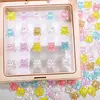 Nuevos Accesorios para Uñas Serie Oso Transparente de Dibujos Animados, Lindos Animales de Color Sólido Tridimensionales para Uñas y Cabello, Accesorios de Resina