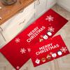 Conjunto de Tapetes para Piso de Cozinha, Tapetes de Pé de Veludo Cristal Absorventes de Água e Óleo, Tapetes Longos para Entrada, Tapetes Domésticos de Desenho Animado de Natal