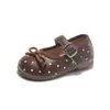 Zapatos de Cuero para Niñas 2026 Nuevo Estilo de Otoño para Bebés y Niños Zapatos de Una Sola Pieza de Corte Bajo con Lazo Zapatos de Princesa de Puntos Dropshipping