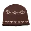 Novo Chapéu de Tricô com Barra Rebatida Jacquard Fair Isle Versátil para Outono Early para Mulheres Quente Versátil Afina o Rosto Chapéu de Lã