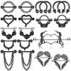 Aço inoxidável 14g estilo punk piercing no peito preto galvanizado rosa mamilo piercing corpo jóias