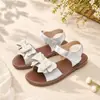 Sandalias Infantiles para Niñas con Lazo de Pedrería Duraderas Cómodas Para Salidas Fiestas Estilo Retro Suave