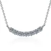 Colar com Pingente de Moissanita Cor D 1.4 Quilates Sete Fileiras Diamante Sorriso Simples S925 Prata Esterlina Colar Feminino Estilo Ins Feminino