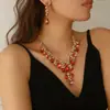 Set de Collar, Aretes y Pulsera de Venta Caliente Transfronterizo Europeo y Americano para Mujer Sensación de Alta Gama Novia Vestido de Novia Vestido de Gala Fiesta de Banquete Gota de Agua