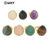 WT-R505 pedra natural com glitter Pedra Olho de Tigre pedra cor ametista anel banhado a ouro 18K acessórios para presente de feriado