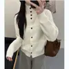 Cardigã de Tricô Estilo Coreano Transfronteiriço para Mulheres, Nova Moda Outono e Inverno de Alta Qualidade com Lapela Versátil, Solto, Modelador, Roupas Femininas com um Visual Elegante
