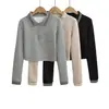 Sudadera de Moda Ajustada con Cuello Polo y Manga Larga para Mujer, Moda Versátil, Pantalones de Pierna Ancha de Tiro Alto Hasta el Suelo, Conjunto Casual