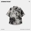 Camisa de Manga Corta Tie-Dye para Hombre Zoewatson 2026 Nuevo Estilo de Verano Seda de Hielo Holgada Trendy Casual