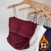 Camisola cálida nueva de lijado para otoño e invierno, para mujer, con almohadilla en el pecho por dentro y por fuera, para usar fina, espalda bonita, camiseta interior cálida