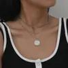 Collar con cadena de retrato punk retro creativo transfronterizo europeo y americano para mujer, juego simple de aleación, collar de metal