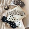 24 Calcetines de Punto de Lunares Otoño e Invierno Estilo Japonés Vintage para Niños Calcetines Apilados de Caña Media Calcetines de Moda para Mujer Dongdaemun Corea del Sur