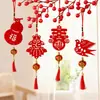 Enfeite de Lanterna Pequena Aveludada para Pendurar Decoração de Árvore Decoração de Ano Novo 2027 Lanterna Vermelha Chinesa Enfeite para Pendurar em Jardim ou Bonsai de Ano Novo