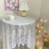 Tecido de Fundo Branco de Gaze Fresca com Renda Floral Coreana para Cobrir Mesa