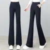 Pantalones Acampanados Negros para Mujer 2025 Nuevo Verano Cintura Alta Elásticos Adelgazantes Pantalones de Traje Profesionales Casuales