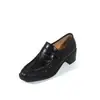 Mocassins estilo britânico com estampa de enguia para mulheres, novo modelo 2026, comércio exterior, salto grosso, couro genuíno, macios, sapatos slip-on de corte profundo para mulheres