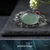 2022 Moda Nacional Novo Estilo Ovo de Pombo Imitação Hetian Jade Nanhong Vintage Antigo Tailandês Prata Galvanizado Pulseira de Prata para Homens e Mulheres
