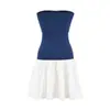 Top Tubo de Malha Patchwork Doce e Cool com Uma Alça, Vestido Tubo Curto, Novo da Primavera, Vestido Elástico Justo para Mulheres