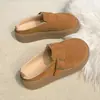 Mules Femininas Casuais de Plataforma com Solado Grosso, Estilo Novo Primavera 2026, com Forro de Lã