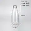 Garrafa quadrada descartável para milk tea de 38mm, garrafa transparente de plástico PET para bebidas com tampa, garrafa de suco 250ml/350ml