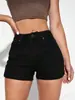 Produtos em Estoque Transfronteiriços Exclusivamente para Europa e América, Amazon e Aliexpress: Shorts Jeans de Cintura Alta com Alta Elasticidade e Design Lavado, Shorts Versátil