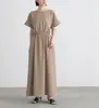 Comércio Exterior Transfronteiriço Verão 2026 Novo Estilo Vestido Curto de Manga Curta com Gola Redonda e Pregas para Mulheres, Caimento Solto, Emagrecimento, Vestido Simples e Versátil