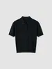 Camisa POLO de punto JOC estilo francés, cuello camisero simple, manga corta, para principios de otoño, adecuada para ir al trabajo, corte ajustado, elegante, con diseño de hombro recto que crea un efecto adelgazante