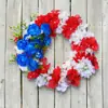 Guirnalda de Decoración para el Día de la Independencia Transfronteriza Adornos Corona de Flores Artificiales Festiva Mimbre Colgante Accesorios para Ventana Plástico