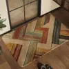 Alfombrilla de baño geométrica retro absorbente de secado rápido antideslizante para pies imitación lino alfombrilla para puerta de inodoro dropshipping