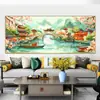 Ponto Cruz memória Jiangnan 2025 nova linha bordado novo estilo chinês antigo sala de estar escritório pintura de paisagem 53 cores
