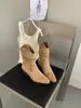 Botines de Tacón Grueso con Punta Aguda Estacionales First Encounter para Mujer Nuevo Estilo Otoño/Invierno 2026 Botas de Tacón Apilado Botas de Vaquero Western Botas Cortas Martin para Mujer