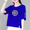 E-commerce Transfronteiriço Comércio Exterior Moda para Mães Camiseta de Manga Curta Feminina Verão Novo Solta Modeladora Versátil Estampada Top Camiseta