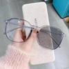 Nuevos Lentes Terminados para Miopía con Cambio de Color para Mujer, Popular en Red, Marea Lisa, Montura Grande, Tono Tic Shake del Mismo Estilo, Montura de Lentes Adelgazantes para Cara Grande