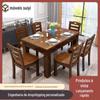 Moderno simples retangular de madeira maciça mesa de jantar pequeno apartamento doméstico mesa de jantar e cadeira combinação mesa de jantar e cadeira atacado