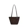 2026 Otoño/Invierno Diseño Nicho Retro Lunares Bolso Cubo Gran Capacidad Versátil para Viajes Diarios Bolso de Hombro Único Bolso de Axila