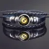 Pulseira de casal doze constelações fivela oculta pulseira de couro de boi preto imitação pulseira trançada punk vintage para homens e mulheres joia de estudante