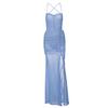 Vestido de Verano 2026 para Mujer, Color Sólido, Espalda Descubierta, con Abertura, Más Vendido en Europa y América, Dropshipping en Amazon, Venta al por Mayor de Comercio Exterior