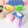 Monedero redondo de felpa de animal de dibujos animados, lindo monedero con cremallera para estudiantes, llavero, mini bolsa portátil para auriculares