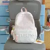 Mochila de Viagem Fofa com Estampa Xadrez e Bolinhas com Acabamento em Renda Estilo Menina Mochila de Estudante Estilo Doce Japonês