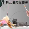 Juguete para gatos con palo largo y plumas, interactivo, para autoentretenimiento, para gastar energía de gatitos, juguete para gatos, juguete para mascotas