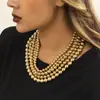 Joyería Transfronteriza Europea y Americana Exagerada Cuentas Grandes de Moda Collar Corto Multicapa Gargantilla Punk Elegante Collar de Perlas de Imitación