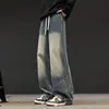 Jeans de Estilo High Street Tendencia Americana para Hombres y Mujeres Corte Desestructurado Holgado Adelgazante Euro Simple Retro Casual Pantalones Largos