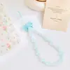 Correa de teléfono INS de cuentas hecha a mano con lazo de colores, cadena para colgar en el bolso, colgante ccd decorativo dulce, accesorio anti-pérdida