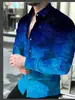 Moderna Camisa de Otoño para Hombre de Manga Larga con Estampado Digital 3D, Elegante Camisa Casual con Cuello de Solapa