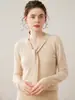 Suéter de Cachemir Puro para Mujer, Corte Ajustado con Cuello en V de Cinta, Tejido Cálido, Corte Holgado, Adelgazante, Elegante