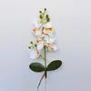 Flores Artificiais Atacado Transfronteiriço: 9 Flores, 2 Folhas, 1 Estame Amarelo, Orquídea Phalaenopsis de Haste Única, Suprimentos para Decoração de Salão de Casamento, Arranjo de Flores de Cinema