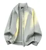 Otoño Invierno Exterior Versátil Color Sólido Retazos Cuello Alto Tres Pruebas Cálido Casual LOGO Marca de Moda Chaqueta Cómoda Cremallera Ropa Exterior