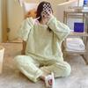 Otoño e Invierno Estilo Dulce Corazón Ropa para el Hogar para Mujer Jacquard de Terciopelo Coral Talla Grande Pijama Cálido Conjunto Lindo Se Puede Usar Afuera