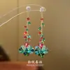 "Caramelo Make-A-Wish" Pendientes de Árbol de Navidad con Abalorios Brillantes, Pendientes Largos de Borla Vintage Que Hacen que el Rostro Parezca Más Pequeño y Añaden Elegancia