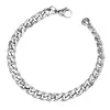 Pulsera de Cadena Lisa de 7 mm de Moda Europea y Americana, Estilo Hip-Hop de Moda, Cadena de Exportación Personalizada, Cadena Cubana de Acero Inoxidable, Directo del Fabricante